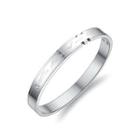 Simple Romantic Geometric English 316l Stainless Steel Bangle With Cubic Zirconia For Men Silver - One Size