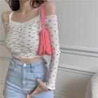 Mock-two Piece Lace Top White - One Size
