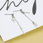 925 Sterling Silver Faux Pearl Rhinestone Non-matching Dangle Earring