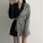 Two-tone Buckled Mini Blazer Dress