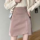 Asymmetrical Faux Leather Zip-up Mini Skirt