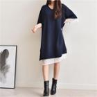 3/4-sleeve Lace-trim T-shirt Dress