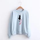 Cat Embroidery Sweatshirt