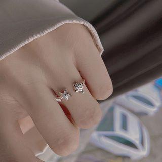 Star Sterling Silver Open Ring 1 Pc - Silver - One Size