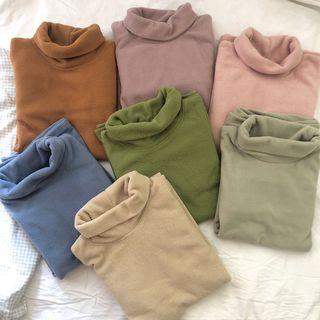 Mock-turtleneck Long-sleeve Fleece Top