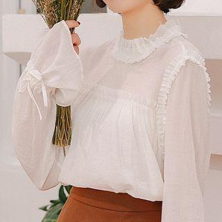 Chiffon Ruffled Long-sleeve Top