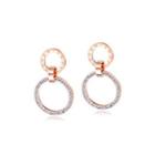 Simple And Fashion Plated Rose Gold Roman Numerals Geometric Hollow Round 316l Stainless Steel Earrings With Cubic Zircon Rose Gold - One Size