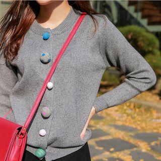 Multicolor Button-accent Cardigan