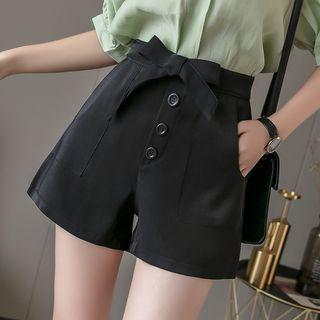 Bow Accent Plain Shorts