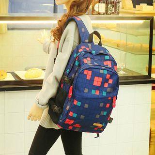 Checked Canvas Backpack