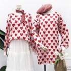 Loose-fit Heart-print Knit Sweater