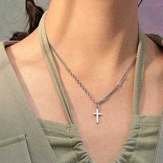 Cross Pendant Sterling Silver Necklace / Gift Box / Set