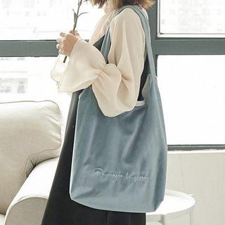 Velvet Embroidered Shoulder Bag