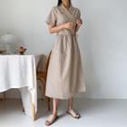 Check Wrap Dress Beige - One Size