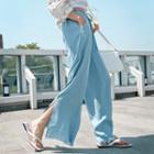 Drawstring Slit-side Wide-leg Jeans