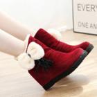 Faux-suede Bow-accent Ankle Boots