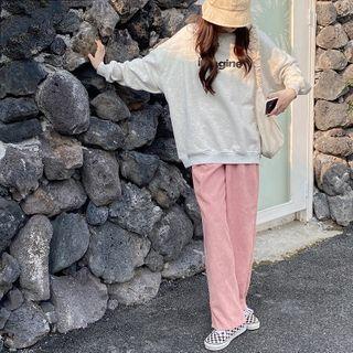 Lettering Print Sweatshirt / Wide-leg Pants