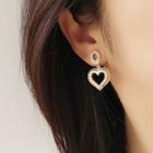 Heart Alloy Dangle Earring 1 Pair - Clip On Earring - Silver Rhinestone - Gold - One Size