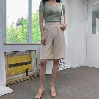Shirred Wide-leg Shorts