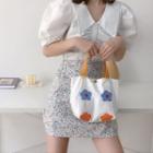 Floral Canvas Handbag Orange & Blue Floral - White - One Size
