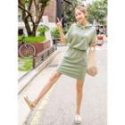 Set: Hooded Short-sleeve Top + Mini Skirt