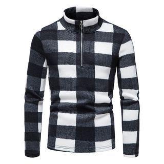 Half-zip Plaid Sweater