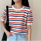 Short-sleeve Knit Striped Top
