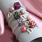 Dotted Cube Bead & Letter D Hair Tie