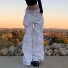 High Waist Contrast Stitch Wide Leg Pants