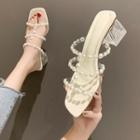 Faux Pearl Chunky-heel Slide Sandal