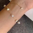 Freshwater Pearl Linked Bracelet Gold - One Size