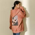 Flower Print Zip Hoodie As Shown In Figure - One Size