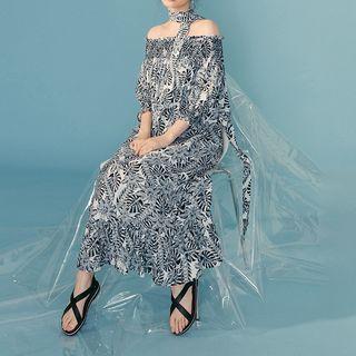 Print Off-shoulder Chiffon Sundress