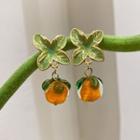 Persimmon Drop Earring 1 Pair - Green & Orange - One Size