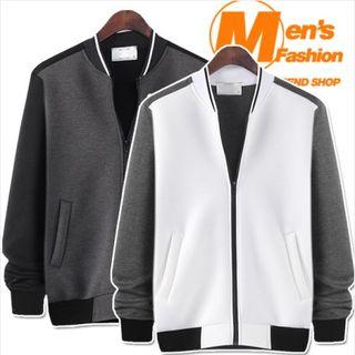 Color-block Zip-up Baseball Jacket