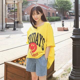 Lettering Smile Oversized T-shirt