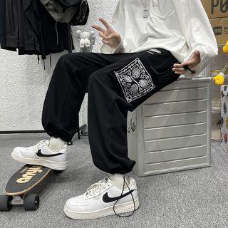 Printed Panel Drawstring Sweatpants