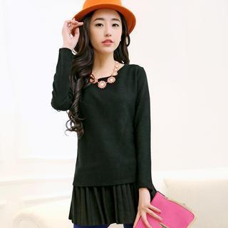 Pleated-hem Knit Dress