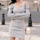V-neck Panel Lace Dress
