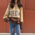 Two Tone Letter Print Pullover As Shown In Figure - One Size
