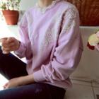 Lace-trim Patterned Sweatshirt