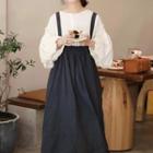 Frilled Overall Dress Blue - One Size