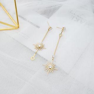 Non-matching Stainless Steel Sun Dangle Earring