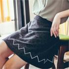 Embroidered A-line Mini Skirt