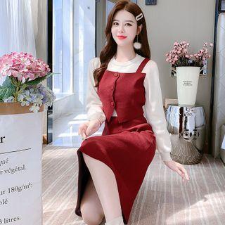 Mock Two-piece Color Block Knit Dress
