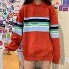 Long-sleeve Striped Sweater As Shown In Figure - One Size