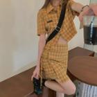 Short-sleeve Plaid Shirt / Skort