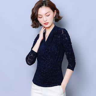 Long-sleeve Glitter Patterned Top