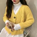 Linen Flower Pattern Button Knit Jacket