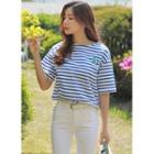 Dog-patched Stripe T-shirt